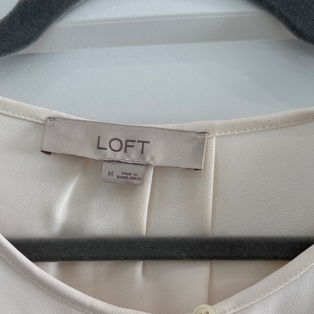 LOFT Ivory Blouse with Keyhole Neckline​ - Picture 2 of 6